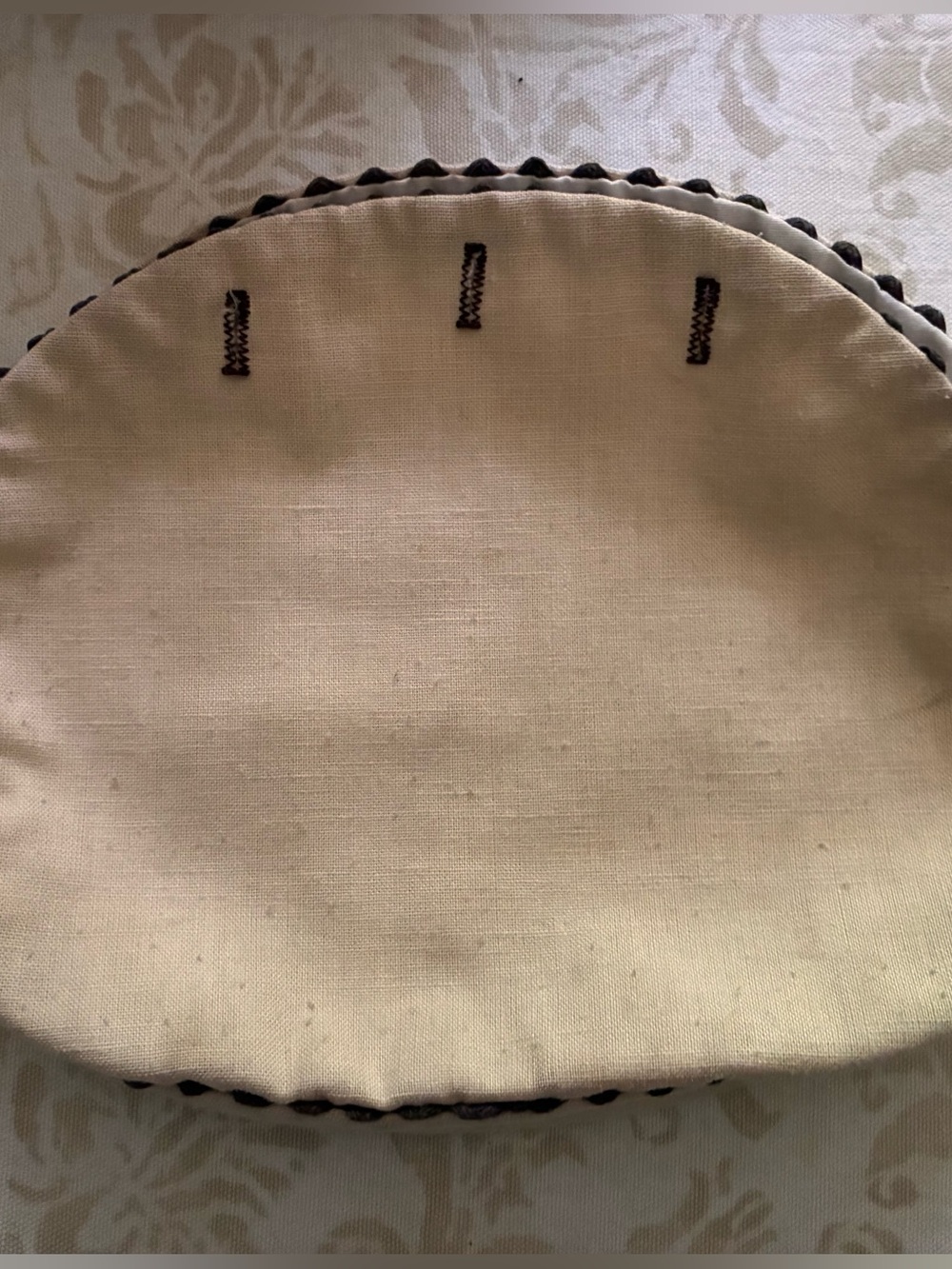 Bermuda Bag Cover Beige with Brown Piping Cotton 3 Button Style Vintage